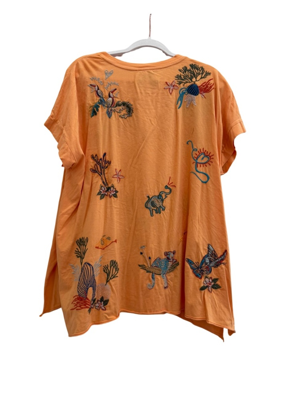Johnny Was Orange Embroidered Short-Sleeve Swim Coverup - Picture 5 of 6